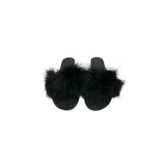 Joie Size 7 Black Mani Feather Fluffy Slide Sandal/Shoe/Slipper - Picture 4 of 7